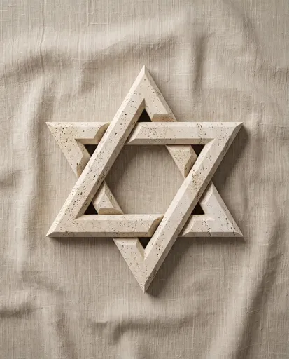Travertine Stone Star of David on Linen