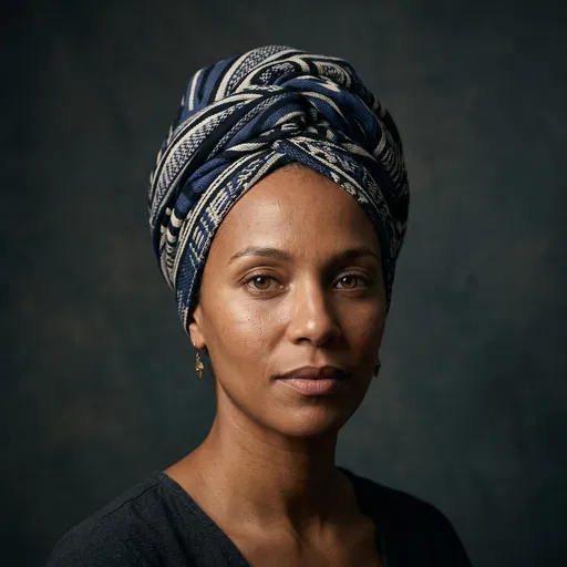 Studio Portrait of Woman in Headwrap