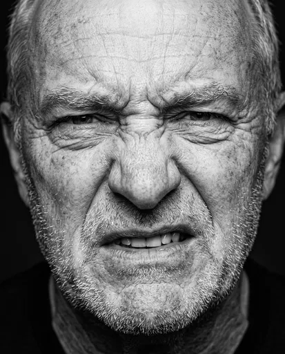 Older Man Grimacing in Disgust Portrait