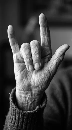 Elderly Hand Signing I Love You
