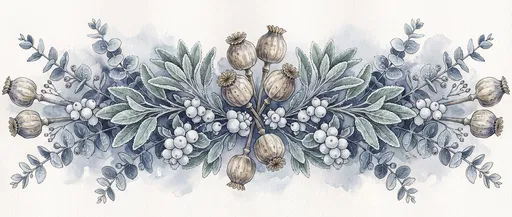 Symmetrical Frosted Botanical Illustration Banner