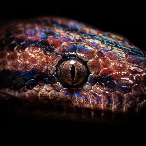 Macro Closeup of Iridescent Rainbow Boa Eye