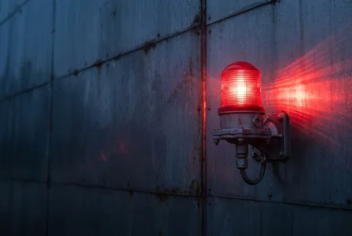 Red Industrial Warning Beacon on Wall