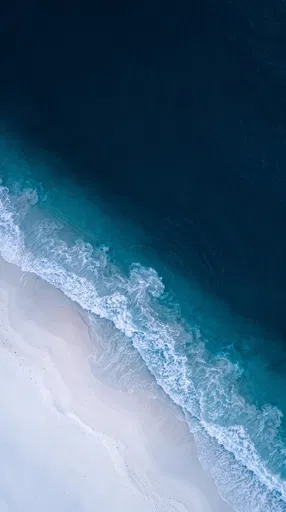 Aerial View of Ocean Waves and Beach