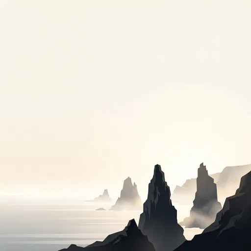 Minimalist Coastal Sea Stacks Illustration