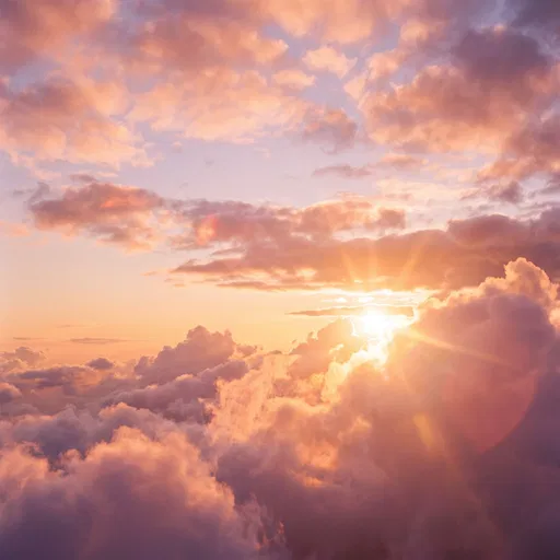 Golden Sunset Light Through Pastel Clouds