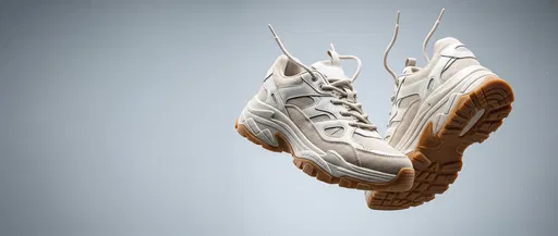 Floating Beige Chunky Sneakers Studio Banner
