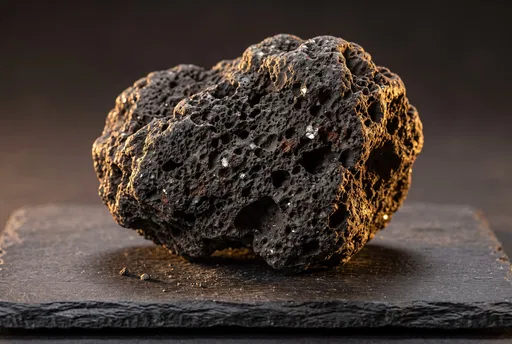 Vesicular Basalt Rock Specimen on Slate