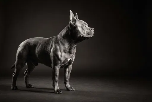 Muscular Pitbull Dog Studio Portrait