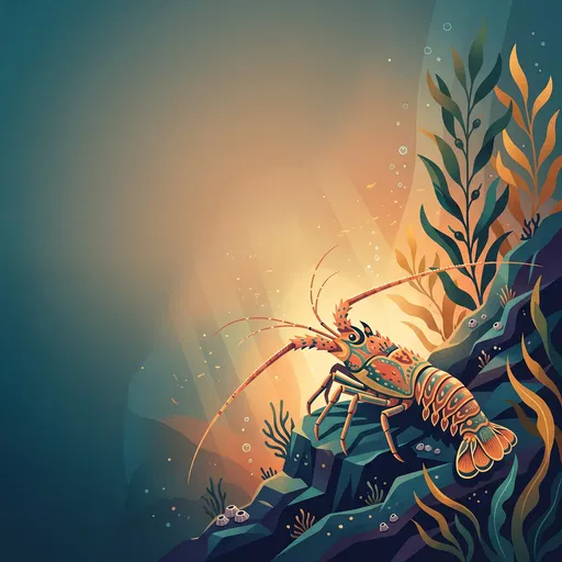 Ornate Rock Lobster Underwater Vector Illustration