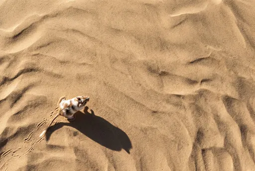 Overhead View of Gerbil on Sand
