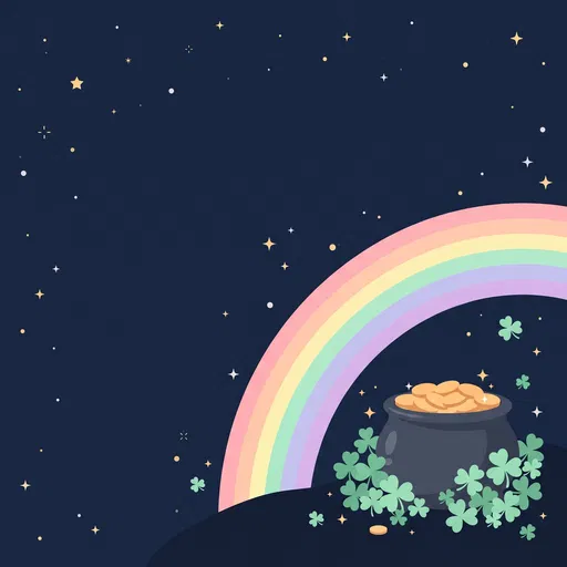 Pastel Rainbow and Pot of Gold Illustration