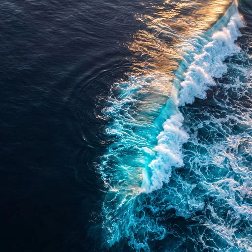 Aerial View of Glowing Ocean Wave