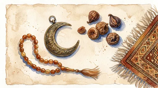 Watercolor Flat Lay of Traditional Islamic Objects