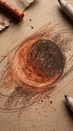 Terracotta Pastel Drawing of Lunar Eclipse