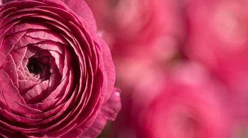 Pink Ranunculus Macro With Copy Space