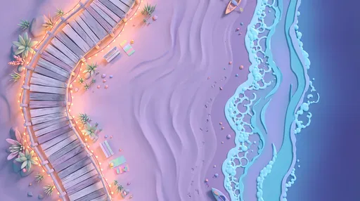 Stylized 3D Pastel Twilight Beach Shoreline
