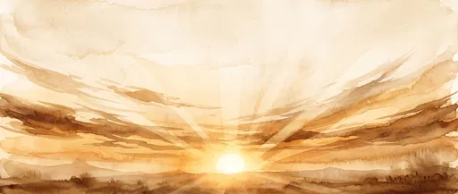 Warm Sepia Watercolor Sunrise Illustration