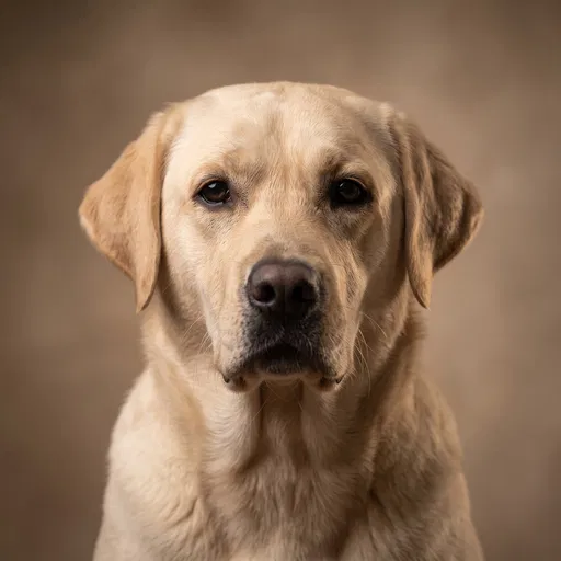 Studio Portrait of Yellow Labrador Retriever