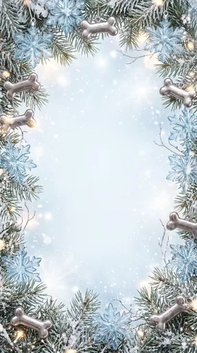 Winter Pine Border with Dog Bone Ornaments