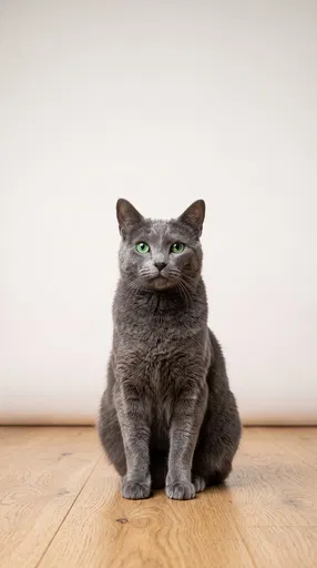 Gray Russian Blue Cat Studio Portrait