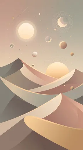 Abstract Geometric Dunes and Celestial Orbs