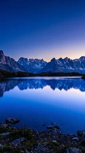 Alpine Lake Reflection at Blue Hour