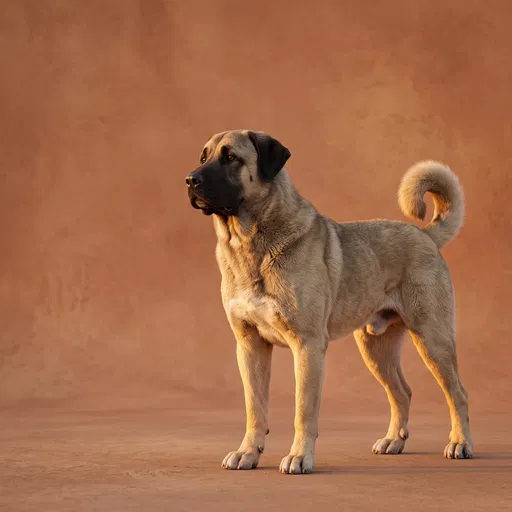 Turkish Kangal Dog on Terracotta Background