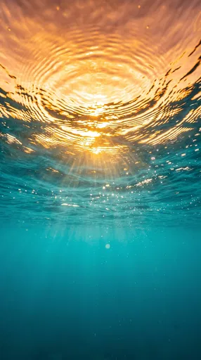 Golden Sunset Ripples Seen From Underwater