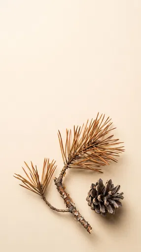 Dried Pine Sprig and Pinecone Flat Lay