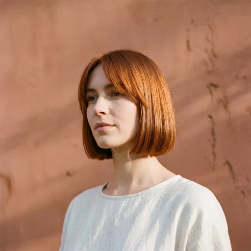 Woman with Copper Bob Haircut Portrait