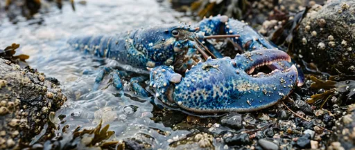Rare Blue Lobster in Tide Pool
