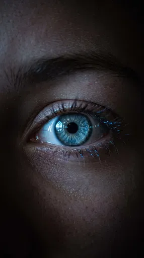 Macro Shot of Illuminated Blue Eye
