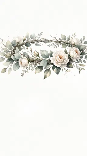 Watercolor White Rose and Eucalyptus Crown