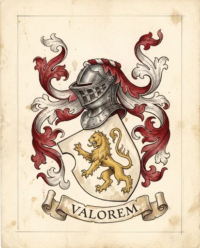 Seventeenth-Century Armorial Lion Crest Illustration