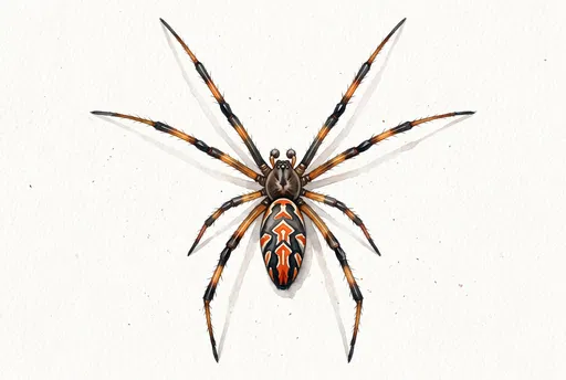 Male Black Widow Spider Watercolor Illustration