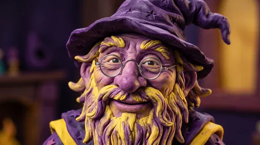 Purple and Yellow Claymation Wizard Portrait