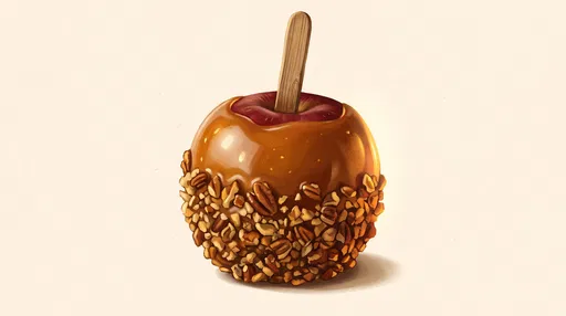 Caramel Apple Illustration with Crushed Nuts