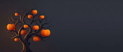 Stylized Pumpkin Tree On Dark Background