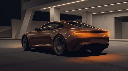 Minimalist Brown Sports Coupe at Night