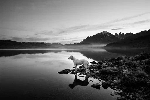 Dogo Argentino by Monochrome Mountain Lake