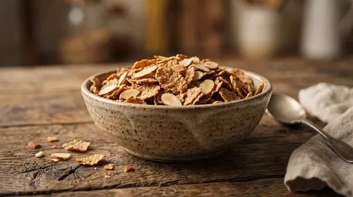 Rustic Bowl of Bran Flakes and Almonds