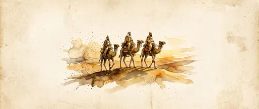 Watercolor Three Wise Men on Camels