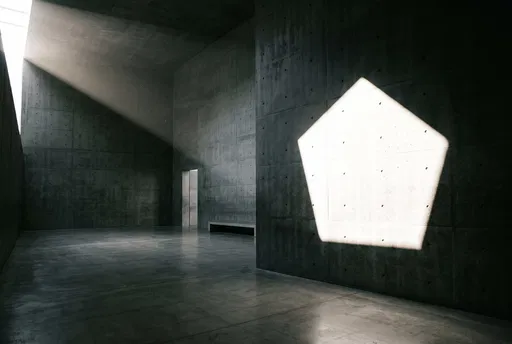 Pentagon Light Projection on Concrete Wall