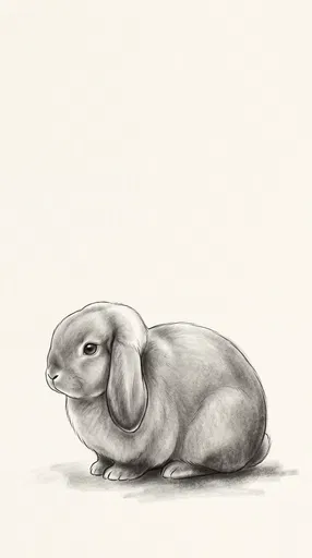 Charcoal Illustration of Mini Lop Rabbit