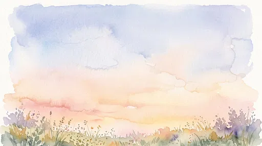 Pastel Watercolor Sunset Meadow Background