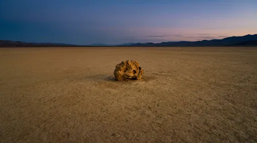 Solitary Ochre Boulder on Dry Lakebed