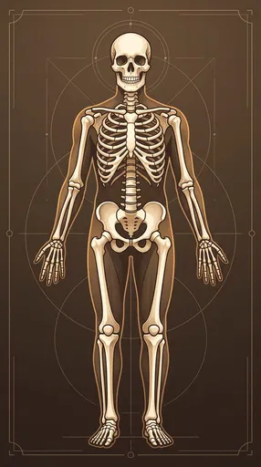Vintage Sepia Human Skeleton Illustration