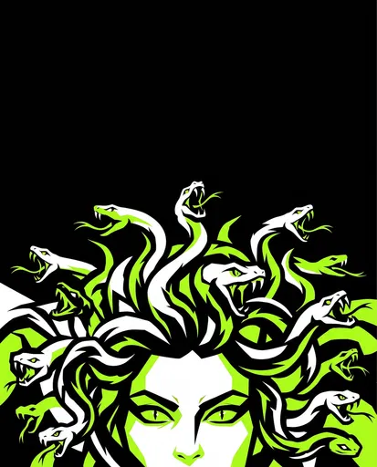 Bold Neon Green Medusa Vector Illustration