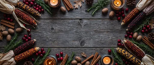 Autumn Harvest Border on Rustic Wood